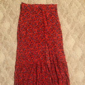 Red Floral Maxi Skirt